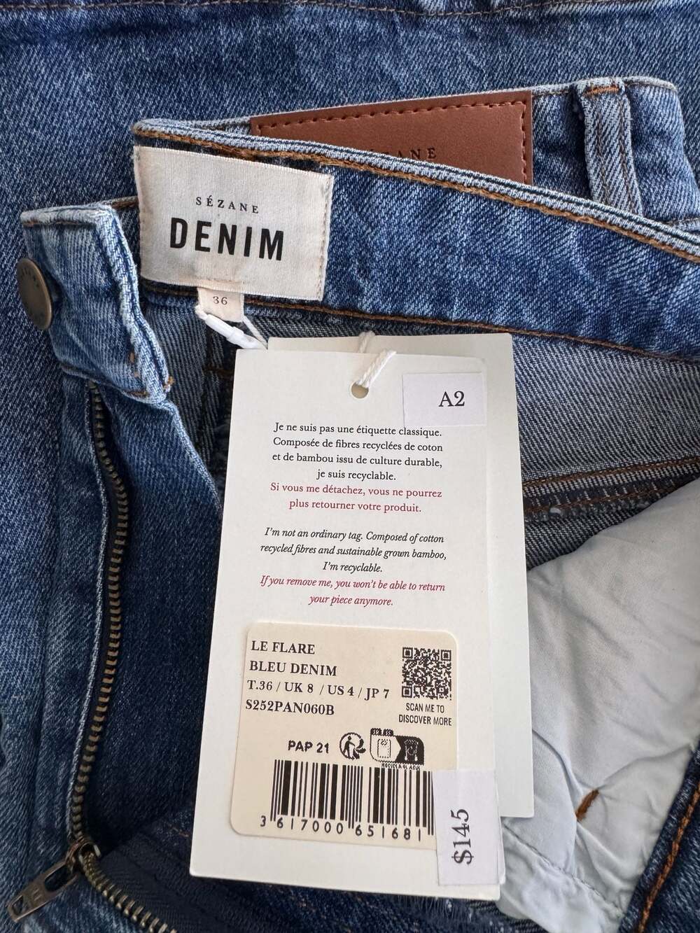 Sézane Le Flare Bleu Denim Jeans - Picture 5 of 6